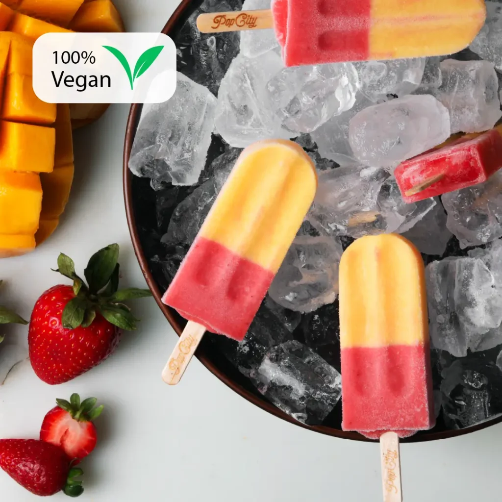 Delight in Popcity's strawberry mango popsicles, perfect for events, catering, and more.